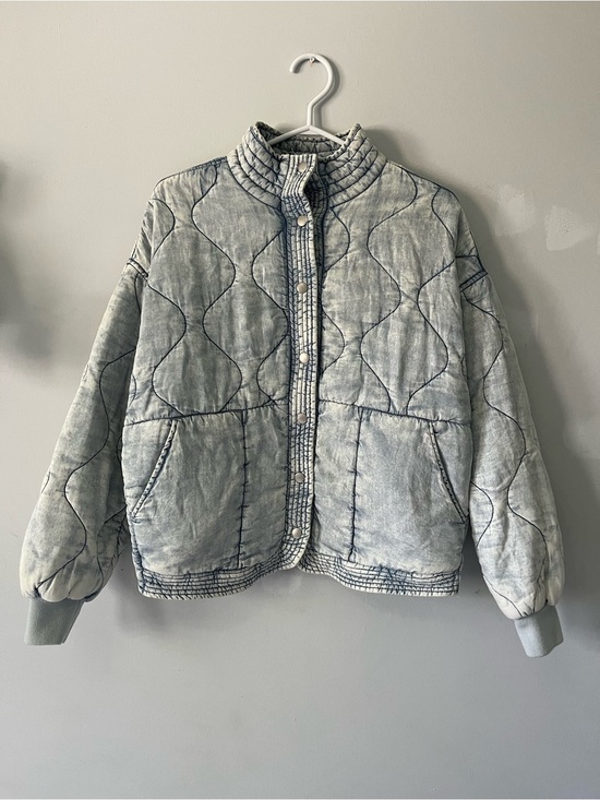 Jackets & Blazers - Light Gray denim wash boho Quilted Women's Jacket